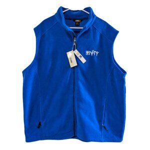 Core 365 Bright Blue Fleece Vest Men’s 2XL, Full Zip with URJ NFTY Logo, NWT